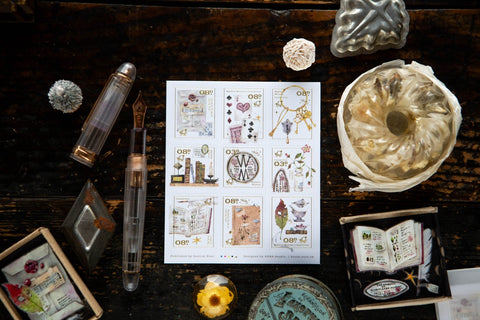 Frimerke Klistremerker - "Desk of Botanist"