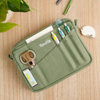Soolla Studio Pouch in Ganja Green — green canvas pouch lifestyle view