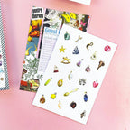 Sticker sheet detail from Daydreams Sticker Postcard Book with bold designs and playful patterns