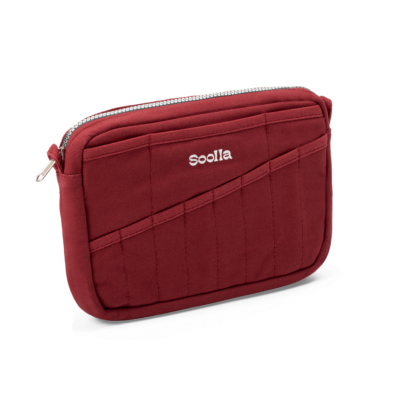 Soolla Studio Pouch in Sangria — interior pocket layout for pens and stationery