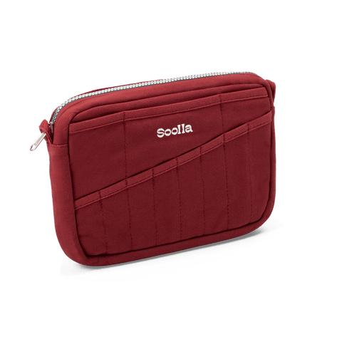 Soolla Studio Pouch in Sangria — interior pocket layout for pens and stationery