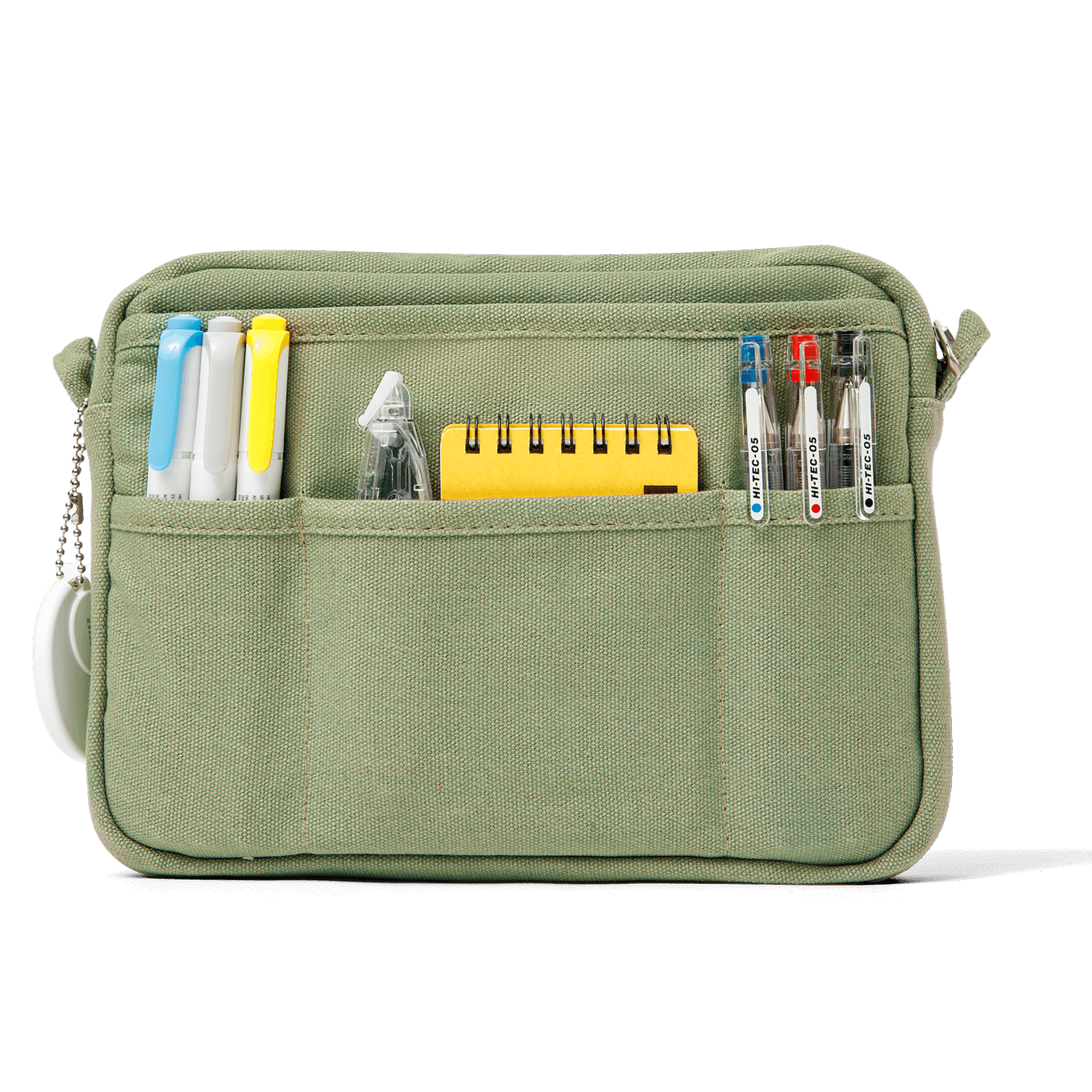 Soolla Studio Pouch in Ganja Green — green canvas pouch back panel detail