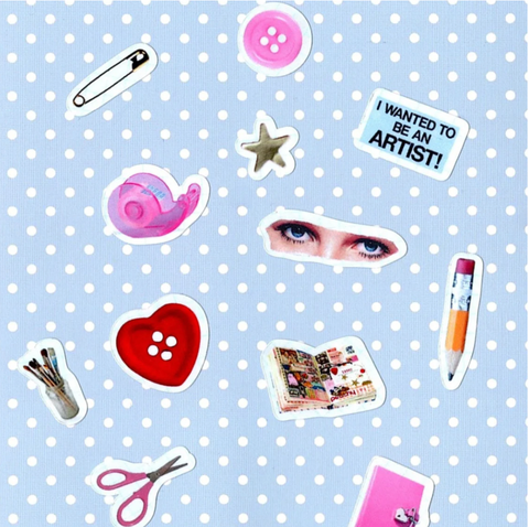Haricot Vert Crafty Girl Sticker Sheet featuring creative craft-themed Picto Charm illustrations for scrapbooking and journaling