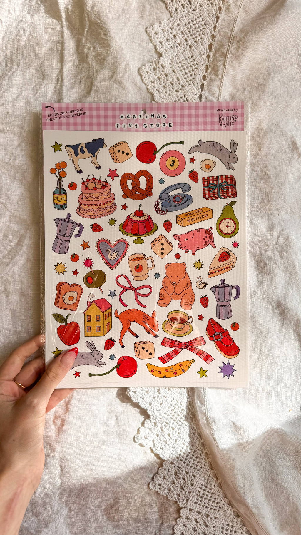 Retro A4 scrapbooking stickers by Kaitlin Brito for Martina's Tiny Store — sheet detail 1