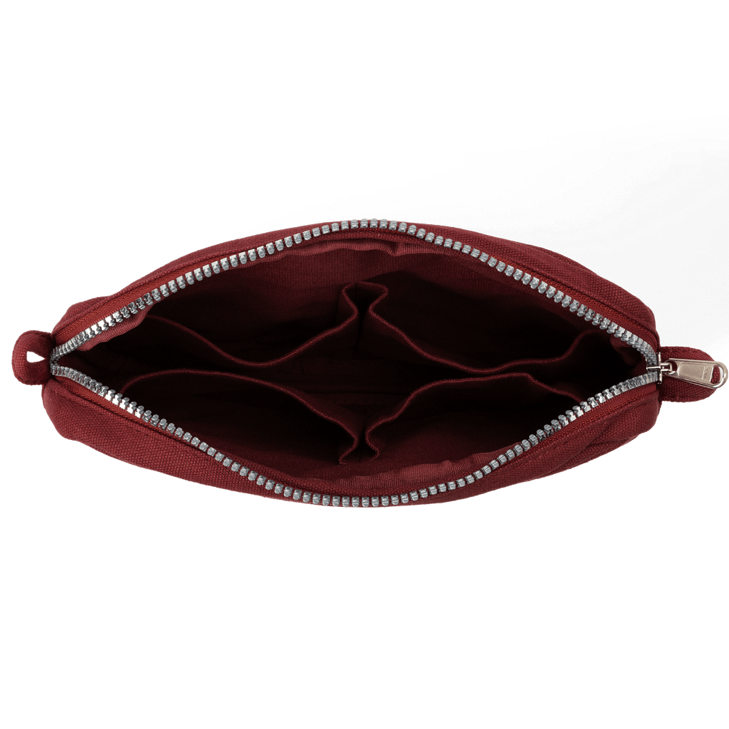 Soolla Studio Pouch in Sangria — wine red canvas with side loops for a strap or charm