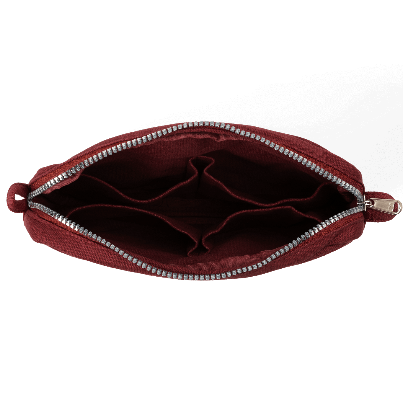 Soolla Studio Pouch in Sangria — wine red canvas with side loops for a strap or charm
