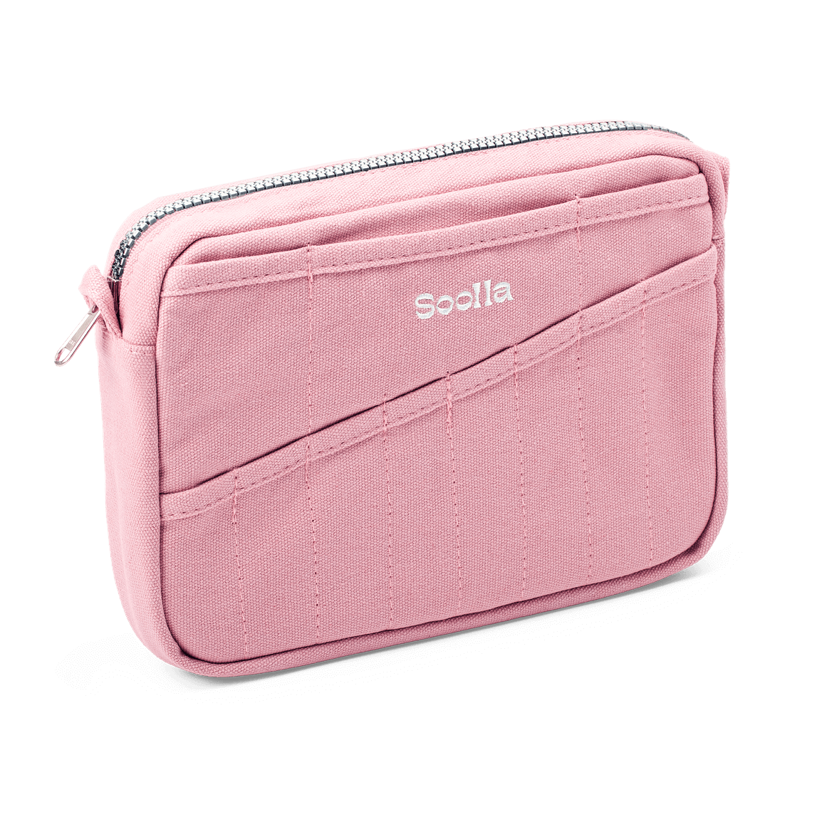 Soolla Studio Pouch in Desert Rose — interior pocket layout for pens and stationery