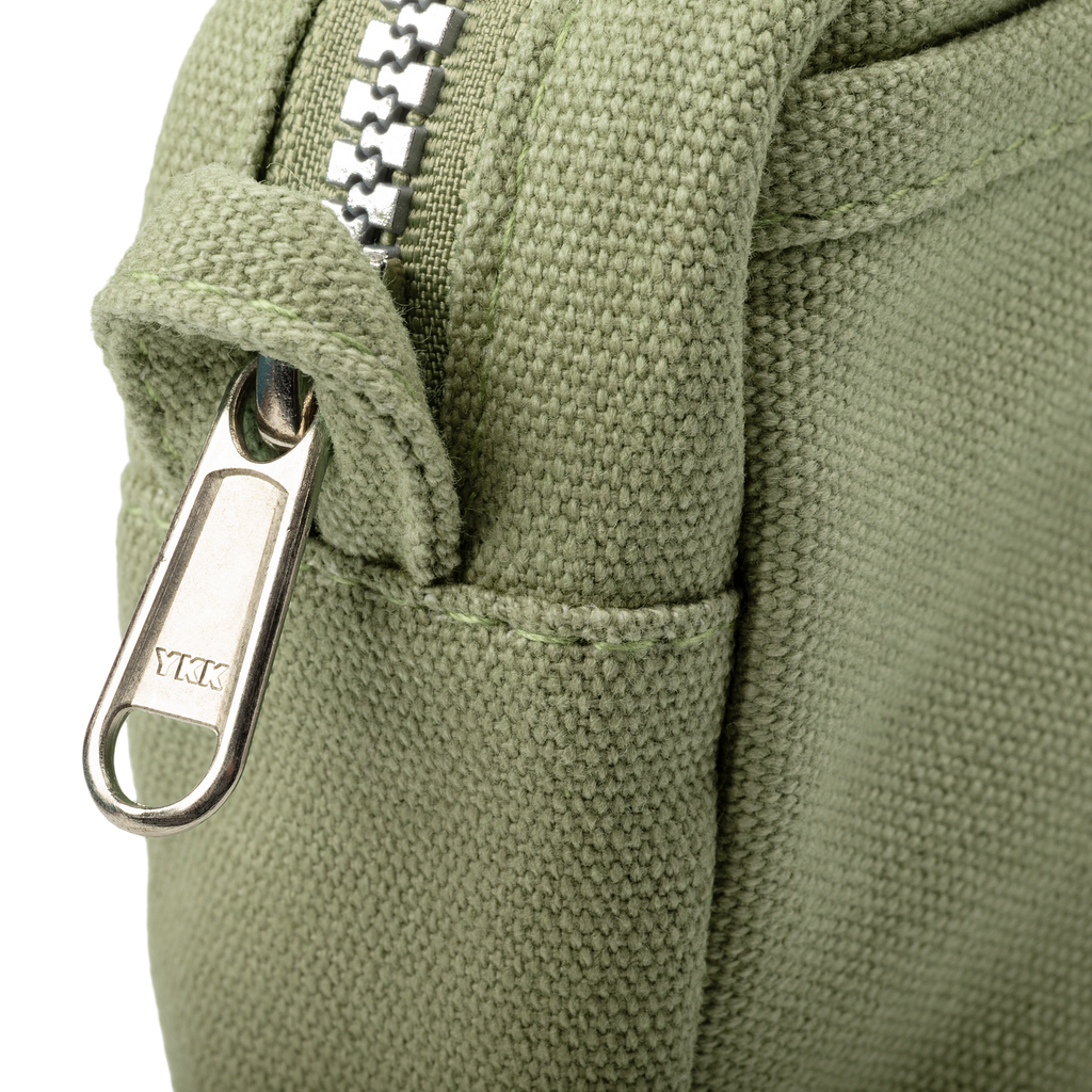 Soolla Studio Pouch in Ganja Green — green pouch with art supplies and brushes