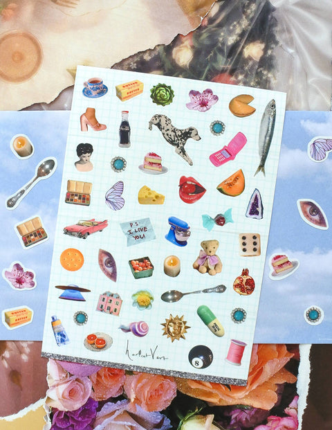 Haricot Vert Main Character Sticker Sheet featuring signature Picto Charms photographed and converted to sticker format