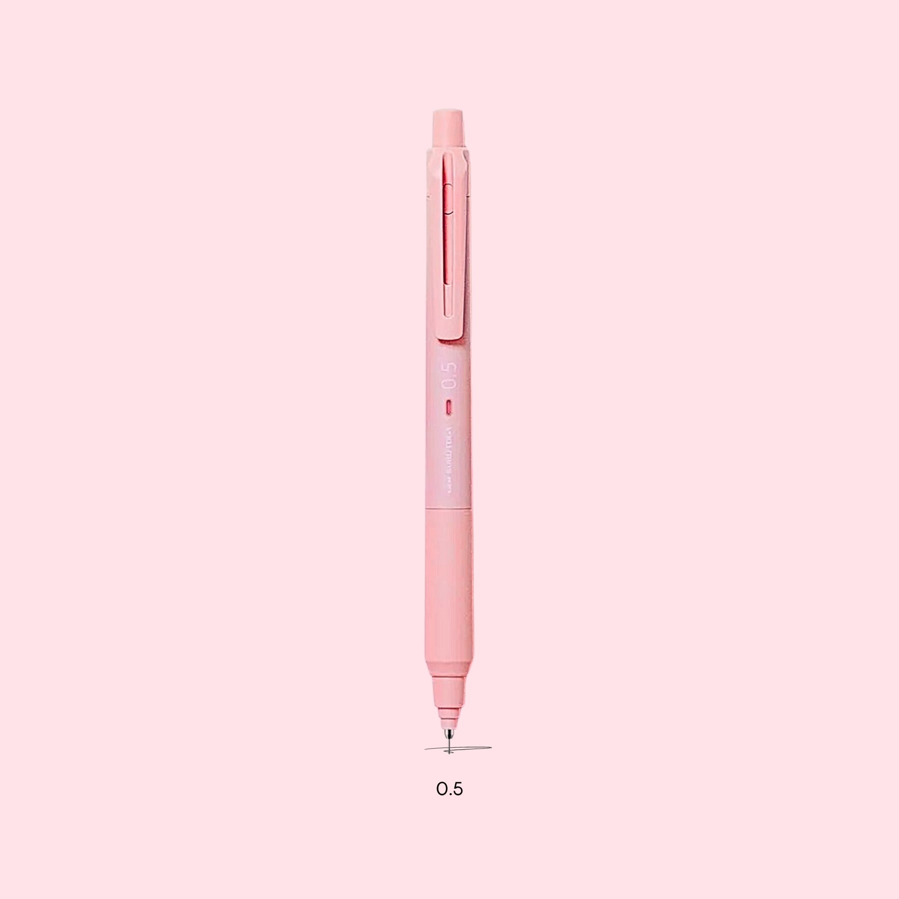 Pink mechanical pencil on a light pink background