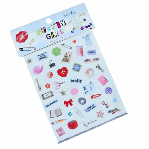Crafty Girl Stickers by Haricot Vert with craft-inspired whimsical design elements