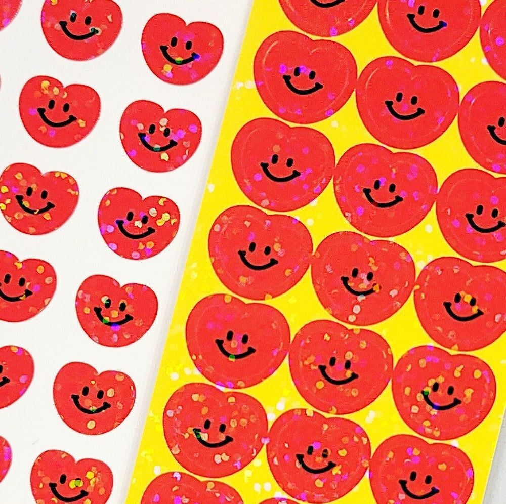 Smiley Hjerte — Glitter Klistremerker