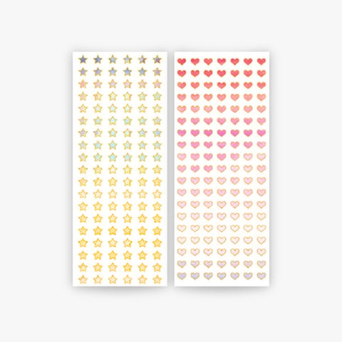 Gold Foil Gradient Heart & Star Stickers