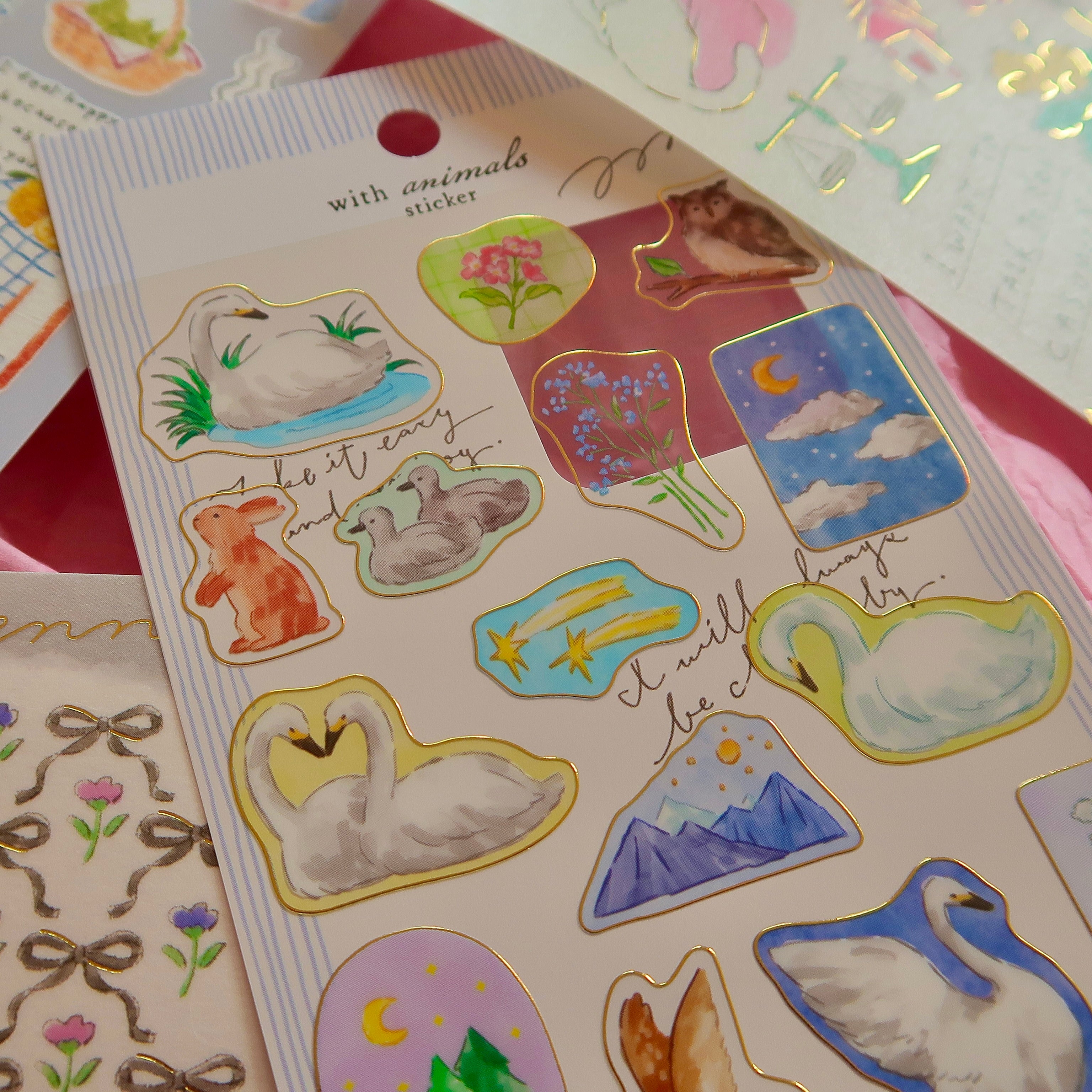 Swans — Clear Foiled Stickers