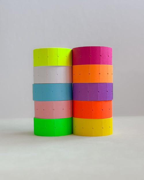 Prisklistremerker på Rull - Pastell & Neon Etiketter