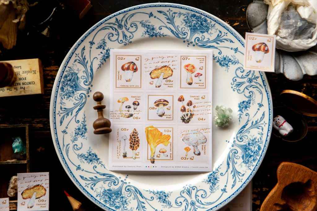 Foiled Stamp Stickers - Mushroom Recipe