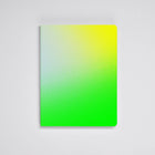 Neon green leather bullet journal 'Fresh' color variant on light grey background
