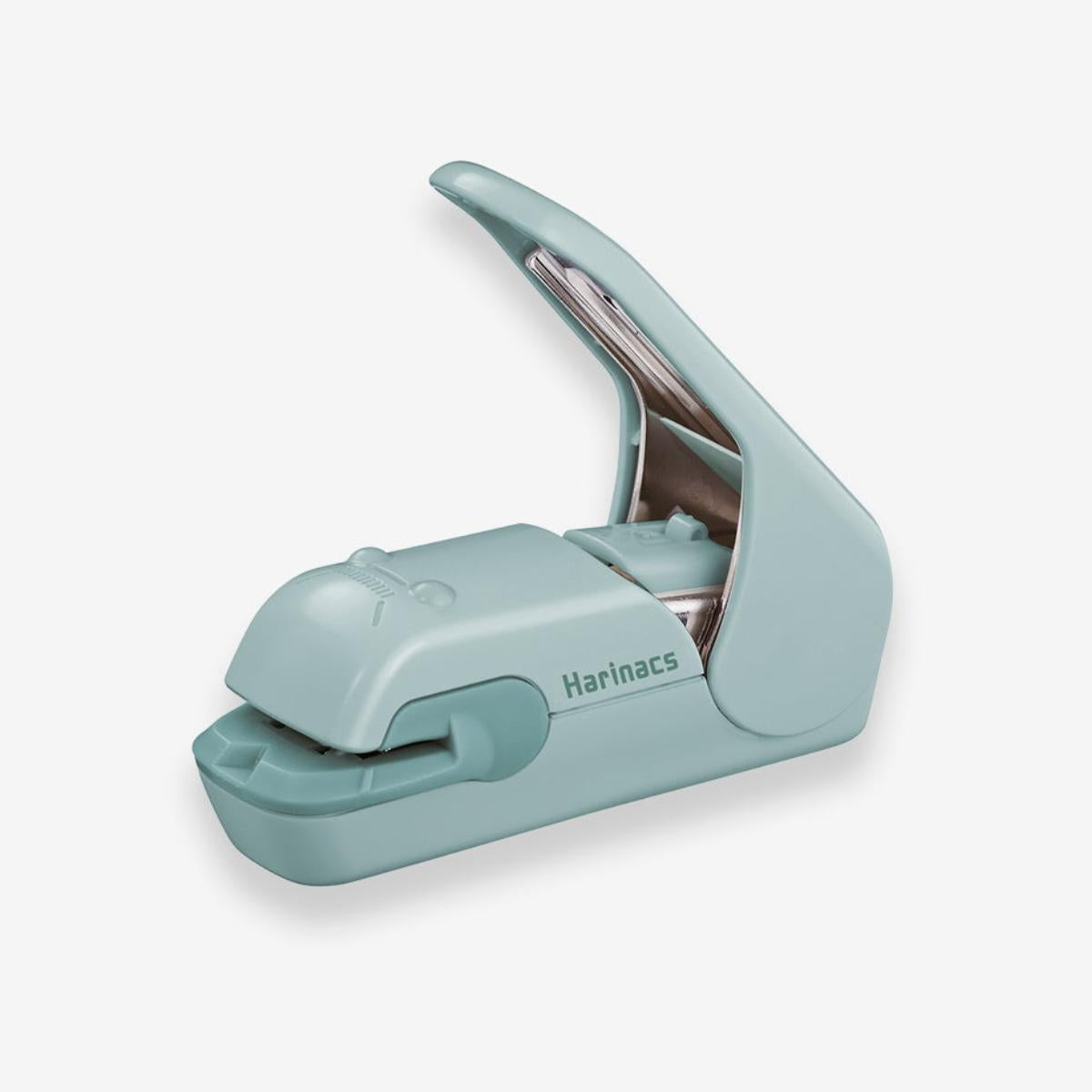 Harinacs stapleless stapler by Kokuyo, in blue green