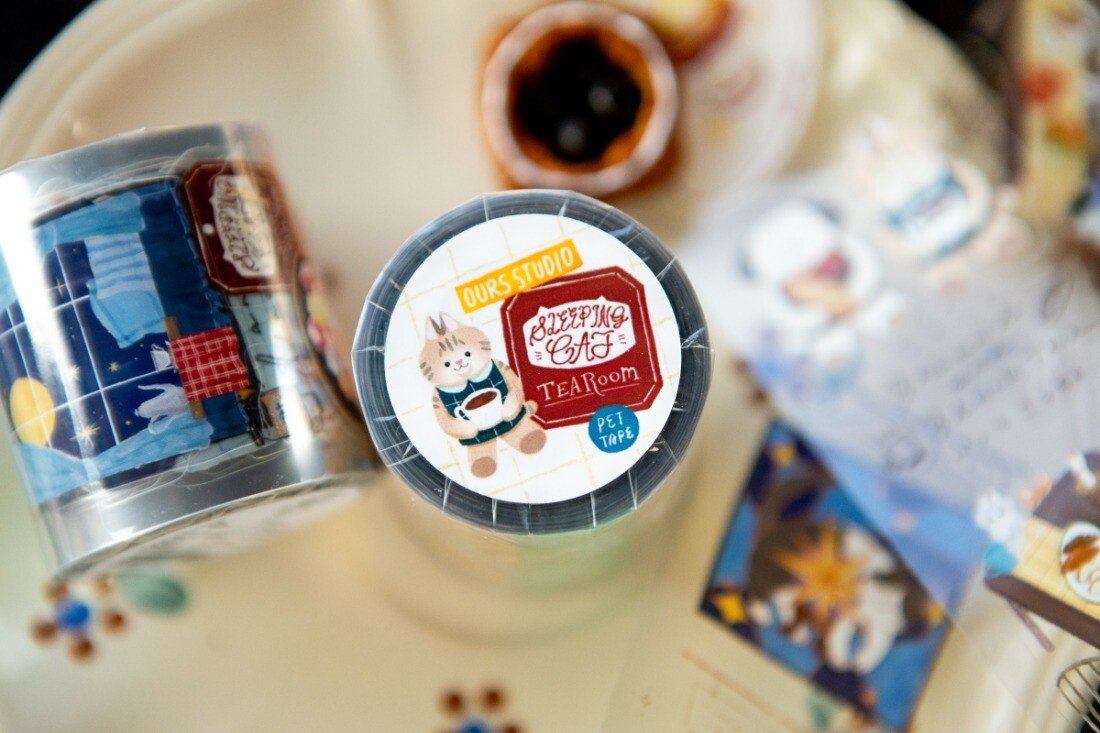 Kiss-Cut PET Sticker Roll — "Tea Room"