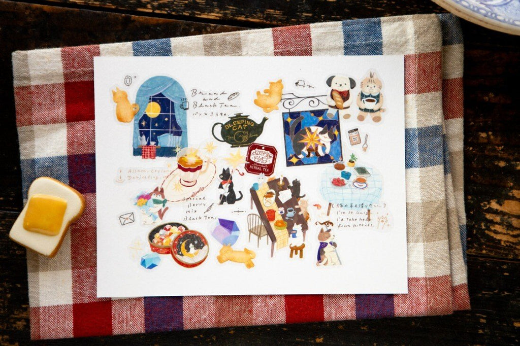 Kiss-Cut PET Sticker Roll — "Tea Room"