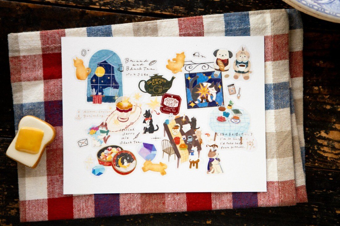 Kiss-Cut PET Sticker Roll — "Tea Room"