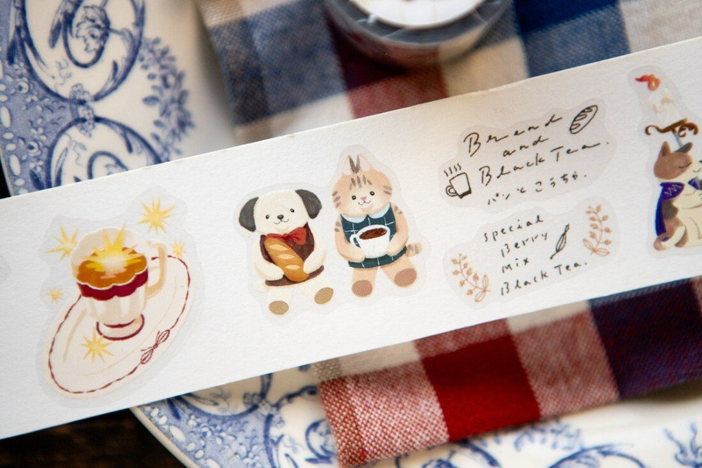 Kiss-Cut PET Sticker Roll — "Tea Room"
