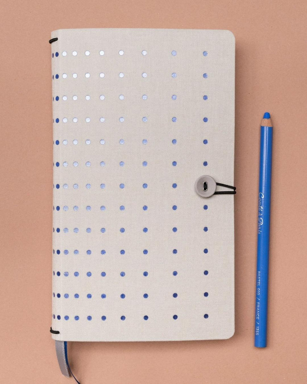 Button Traveler's Notebook — Blue & Cream