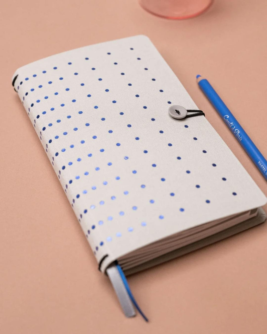 Button Traveler's Notebook — Blue & Cream