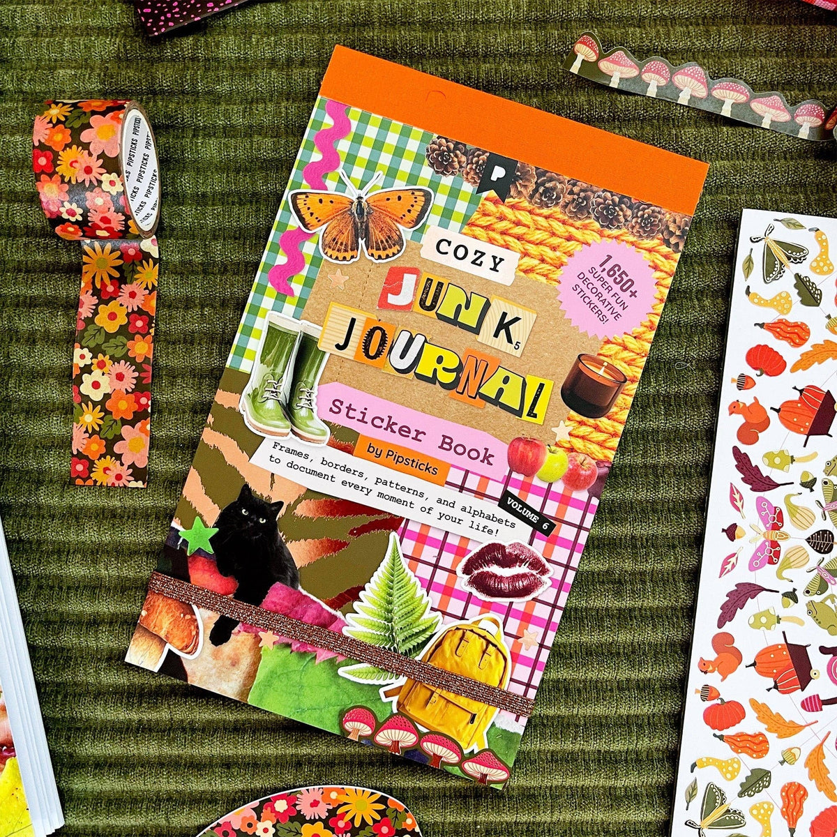 Cosy Season junk journal sticker book by Pipsticks — 30 pages of autumn journaling stickers