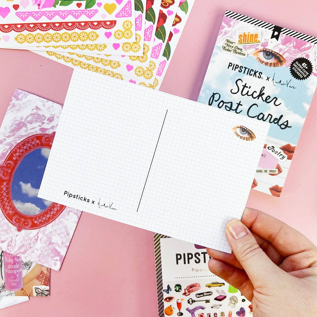 Postcard from Haricot Vert Daydreams book featuring illustrated design with space for writing and sending