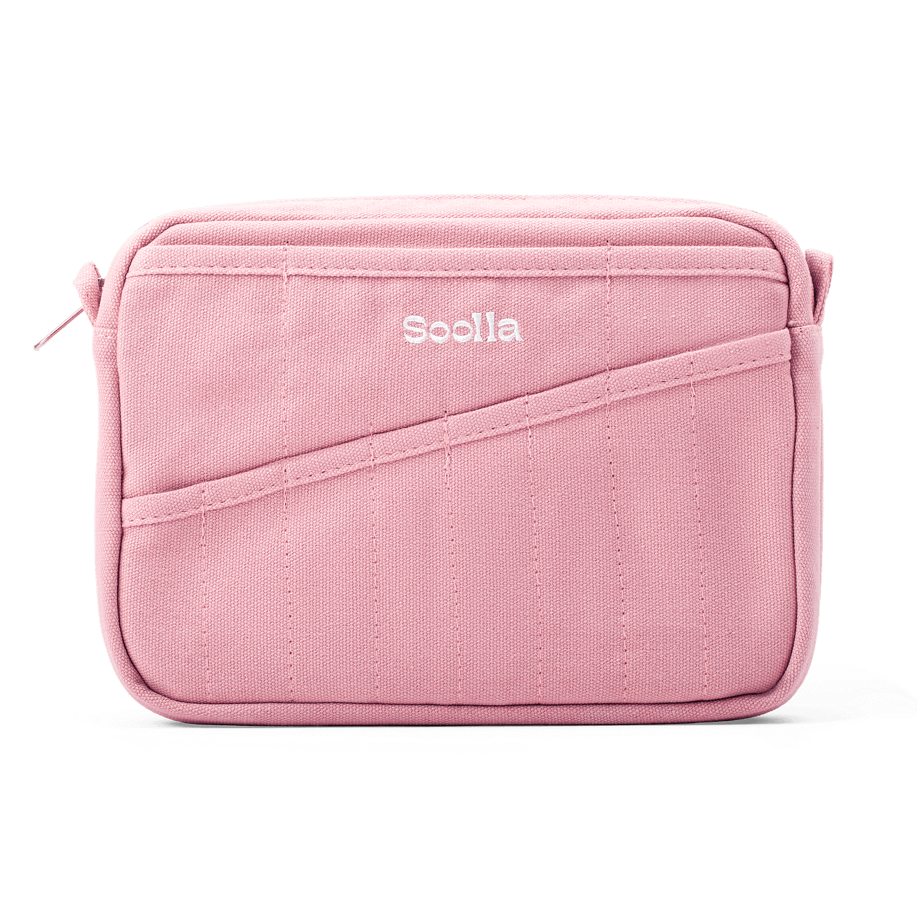 Soolla Studio Pouch in Desert Rose, a pink heavyweight duck canvas pouch with 20 interior pockets