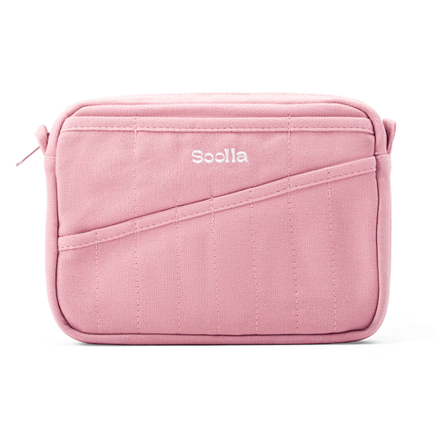 Soolla Studio Pouch in Desert Rose, a pink heavyweight duck canvas pouch with 20 interior pockets