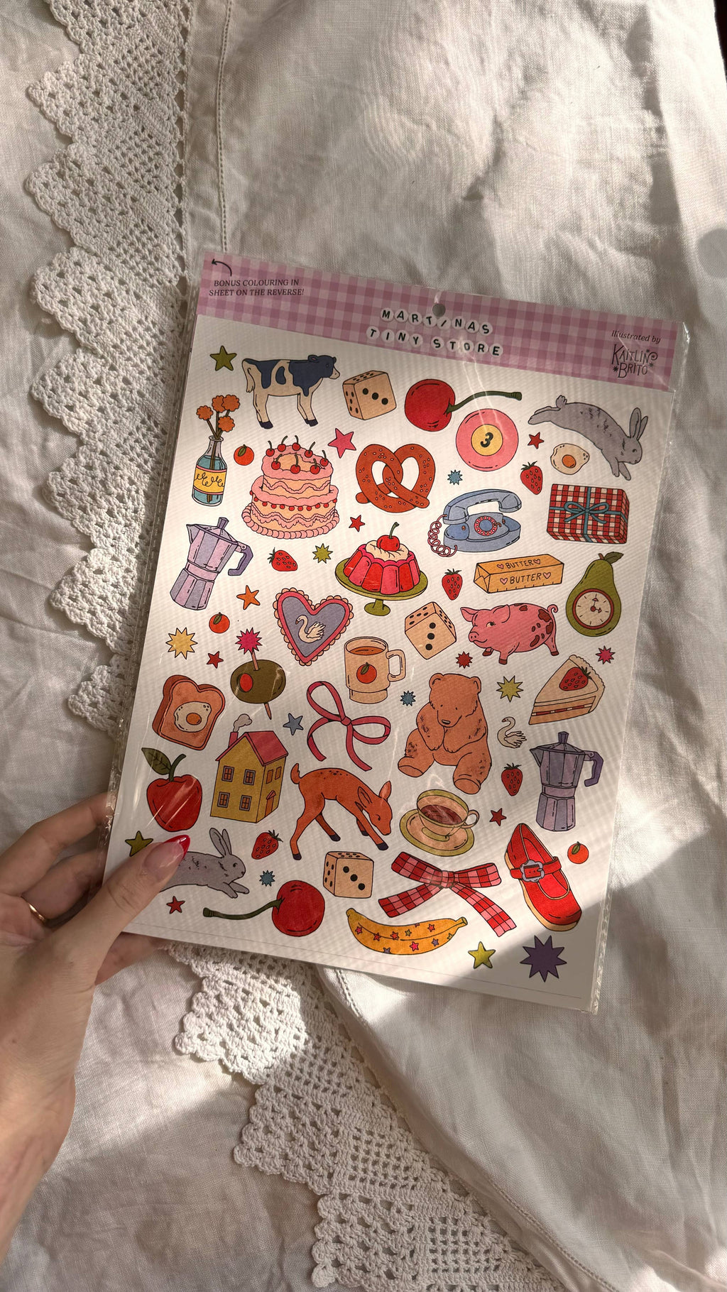 Retro A4 scrapbooking stickers by Kaitlin Brito for Martina's Tiny Store — sheet detail 3