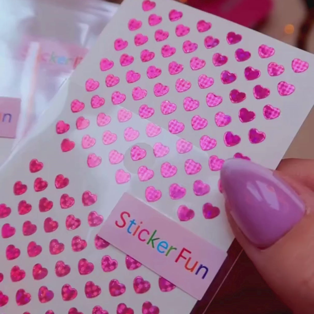 Heart Mini Stickers — Pink Glitter